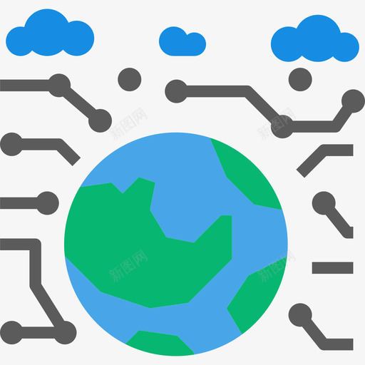 世界数据处理2平面图标svg_新图网 https://ixintu.com 世界 平面 数据处理2