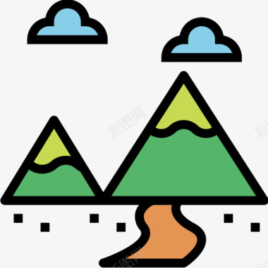 山野营97线性颜色图标图标