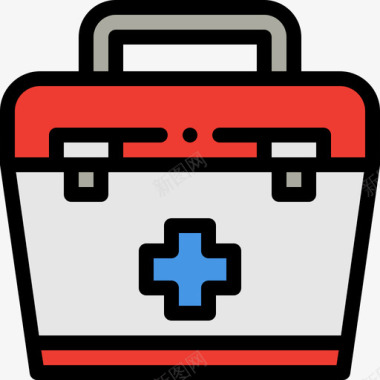 急救箱卫生8线性颜色图标图标