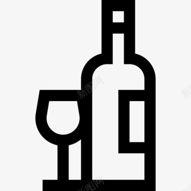酒瓶鸡尾酒14直线型图标图标
