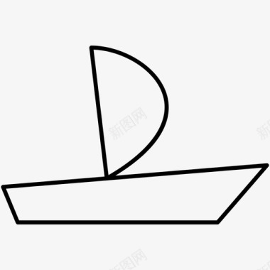 船帆船运动轮廓图标图标