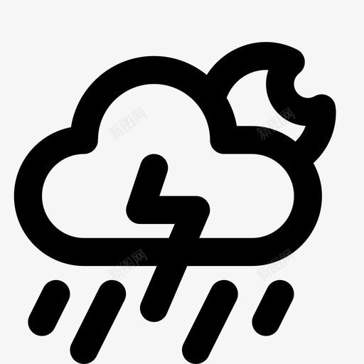 雨中有雷有雨有雷云图标svg_新图网 https://ixintu.com 云 夜 天气 有雨有雷 雨中有雷
