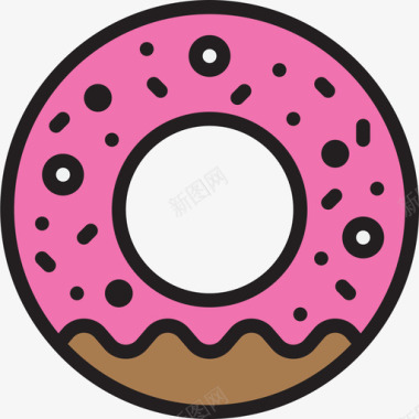 甜甜圈派对54线性颜色图标图标