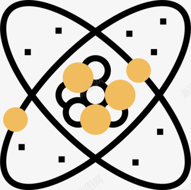 原子核5黄色阴影图标图标