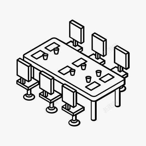 会议桌商务协作图标svg_新图网 https://ixintu.com 会议桌 协作 商务 小组 等轴测信息图