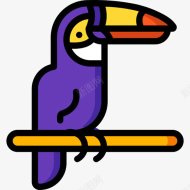 巨嘴鸟热带28线形颜色图标图标