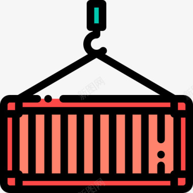 起重机物流44线性颜色图标图标