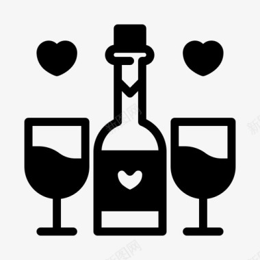 葡萄酒约会饮料图标图标