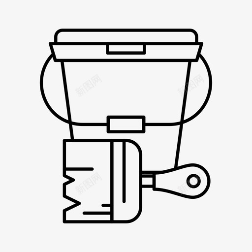 油漆刷子桶图标svg_新图网 https://ixintu.com 刷子 建筑和施工 桶 油漆 颜色