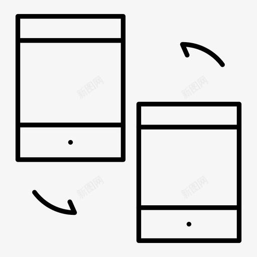 文件共享设备移动图标svg_新图网 https://ixintu.com 传输 文件共享 电话 移动 网络托管细线图标 设备
