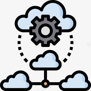 云计算云技术14线性颜色图标图标