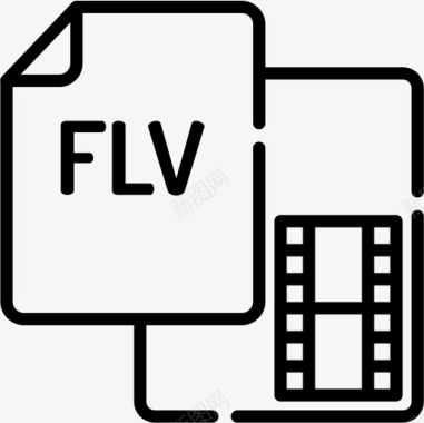 Flv文件音频和视频4线性图标图标