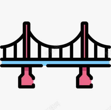 桥建筑20线颜色图标图标