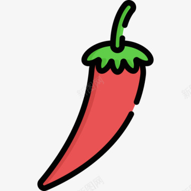 辣椒烧烤17线性颜色图标图标