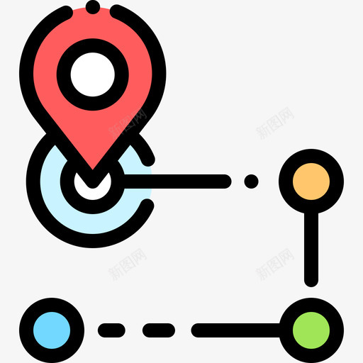 路线导航和地图7线性颜色图标svg_新图网 https://ixintu.com 导航和地图7 线性颜色 路线