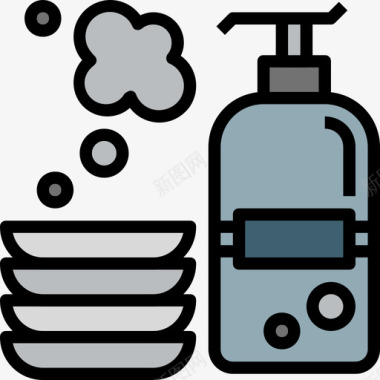 肥皂厨房工具15线性颜色图标图标