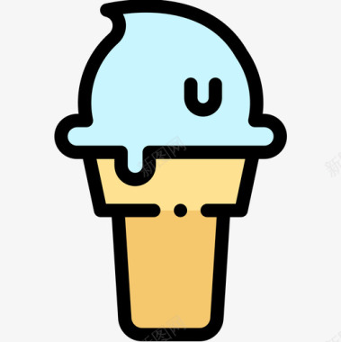 冰淇淋派对和庆典14线性颜色图标图标