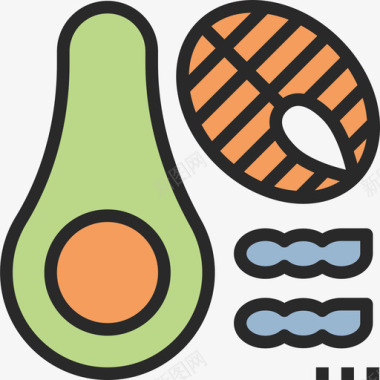 鳄梨生酮饮食3线形颜色图标图标