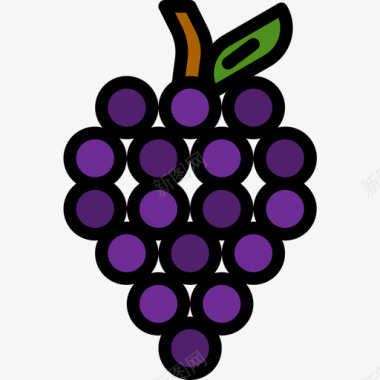 葡萄食品116线性颜色图标图标