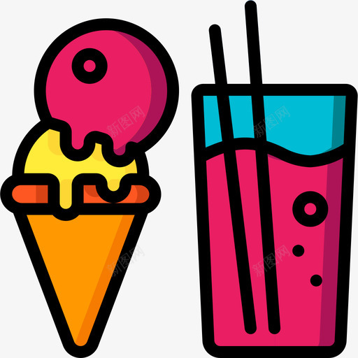 冰淇淋热带28线形颜色图标svg_新图网 https://ixintu.com 冰淇淋 热带28 线形颜色