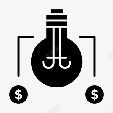 灯泡美元想法图标图标