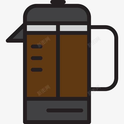 法式印刷机咖啡54线性颜色图标svg_新图网 https://ixintu.com 咖啡54 法式印刷机 线性颜色