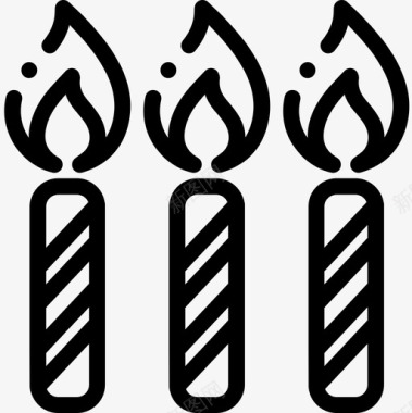 蜡烛聚会和庆祝15直线图标图标