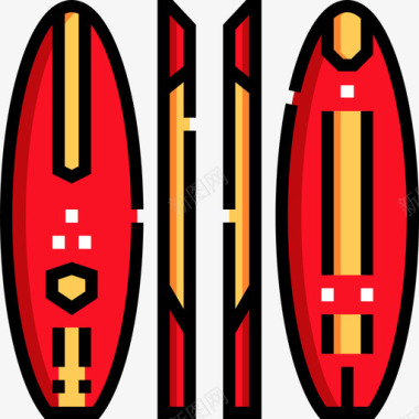 冲浪板运动37线性颜色图标图标