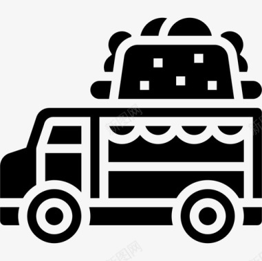 食品车街头食品和食品卡车司机4字形图标图标