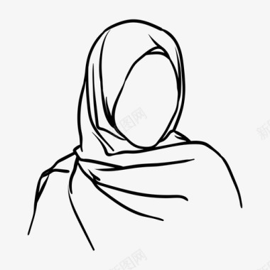 蒙面女孩头巾穆斯林图标图标
