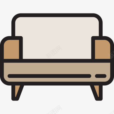 沙发家具和家居14线性颜色图标图标