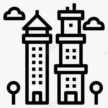 摩天大楼城市城镇图标图标