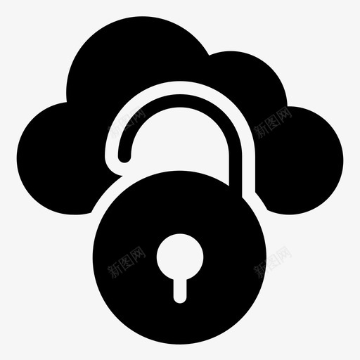 解锁云服务器图标svg_新图网 https://ixintu.com 不安全 云 云计算字形图标 存储 服务器 解锁
