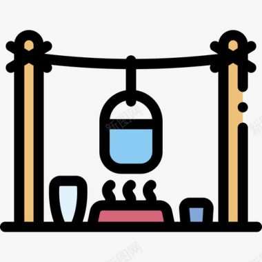 烹饪野营53线性颜色图标图标