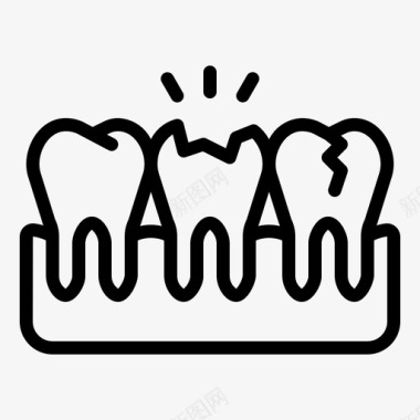 断牙裂纹牙图标图标