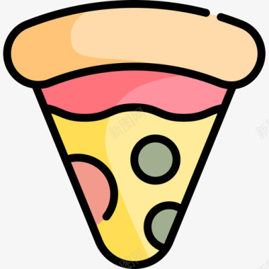 披萨城市公园3线性颜色图标图标