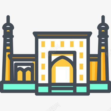 伊卡清真寺纪念碑18双色图标图标