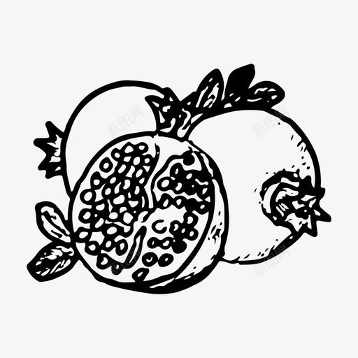 石榴食品水果图标svg_新图网 https://ixintu.com 手绘 水果 石榴 素描 食品