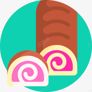 卷饼甜点和糖果4个扁平图标图标