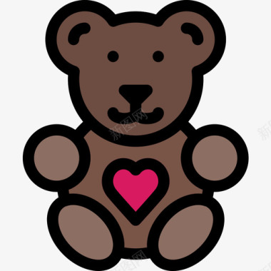 泰迪熊爱情浪漫8线性颜色图标图标