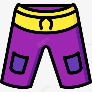 短裤夏装2线性颜色图标图标