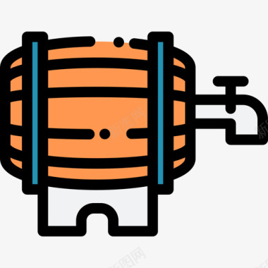 水龙头啤酒8线性颜色图标图标