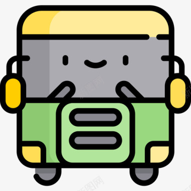 公共汽车车辆和交通工具3线颜色图标图标