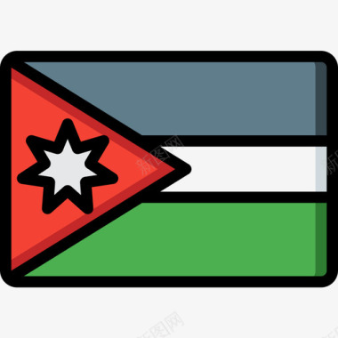 约旦旗帜10线颜色图标图标