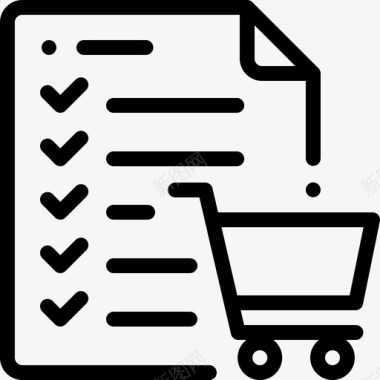 购物清单电子商务71线性图标图标