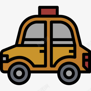 出租车城市元素31线性颜色图标图标