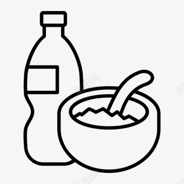 午餐瓶子碗图标图标