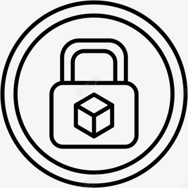 区块链安全保护加密货币和区块链银行业务图标图标