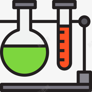 实验室科学71线性颜色图标图标