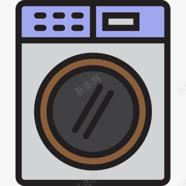洗衣机家用10线性颜色图标图标